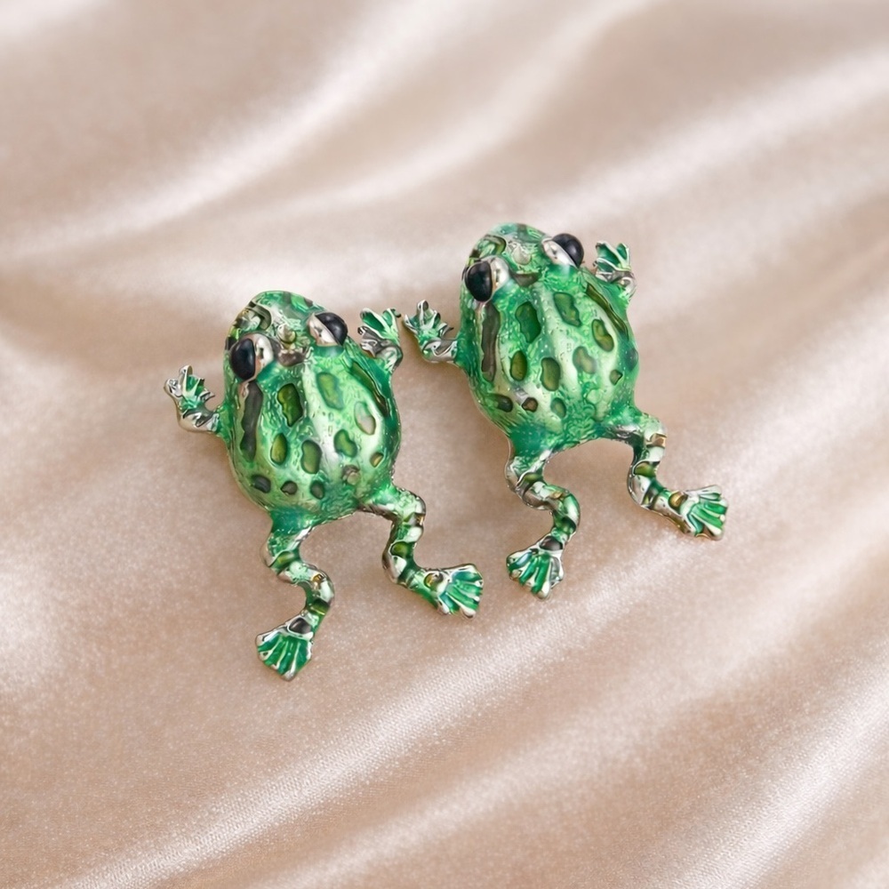 Green Frog Cute Earrings